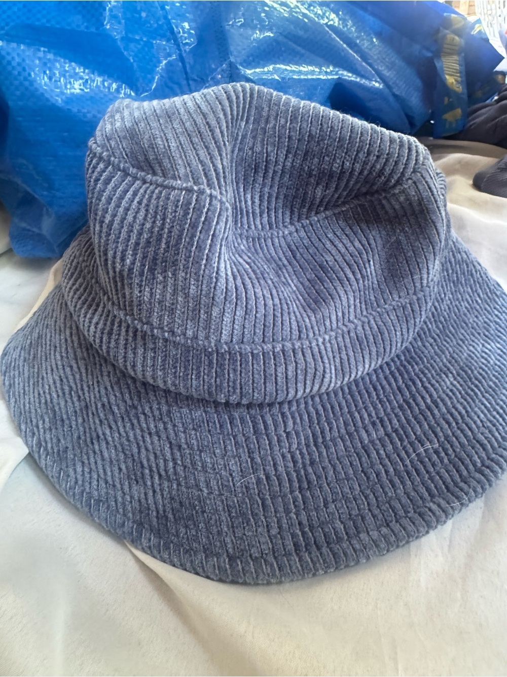 Anthropologie Corduroy Bucket Hat in Slate Blue